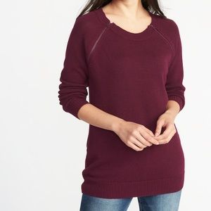 Nursing Friendly, Maternity Zippered Tunic Sweater